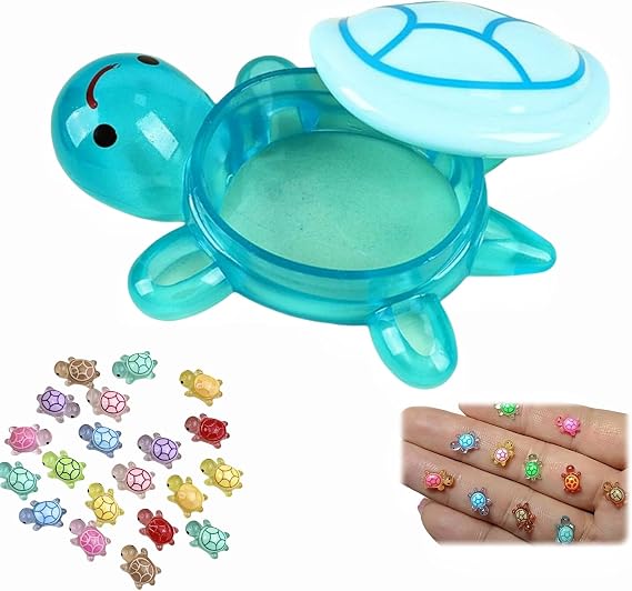 100 Pieces Tiny Turtles for Crafts with Turtle Storage Box,Glow in The Dark Resin Animals,Garden Ornaments,Fairy Garden Accessories,Toys for Small Ani/mals,Easy Storage Mini Resin Anim/als,Diy Crafts