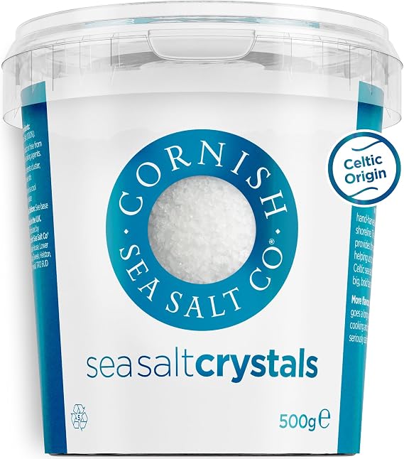 Cornish Sea Salt Celtic Sea Salt Original Crystals 500G - 100% Natural Unrefined Mineral Rich, Coarse, Crunchy Cooking Salt for Seasoning and Baking, Contains Up to 82 Essential Minerals