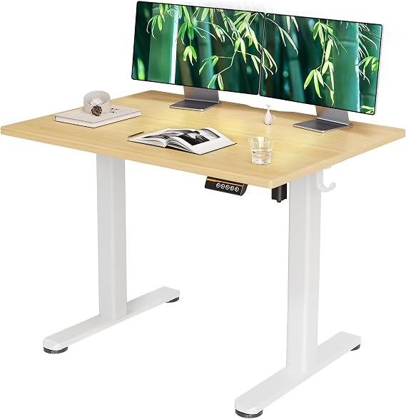 Claiks Electric Height Adjustable Standing Desk, 40x24 Inch, Bamboo