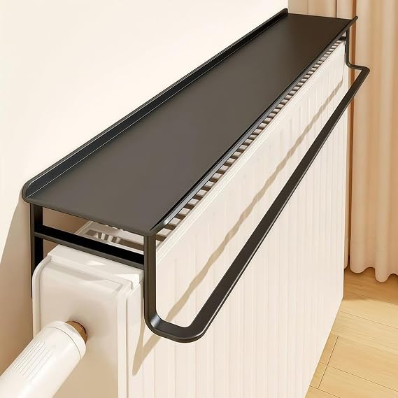Radiator Cover Shelf,Top Bracket,Maximize Space,Small Floating Organizer Rack,Heating Hide-Out Cover No Drill,for Home Living Room Bedroom Hallway(Black,L 40cm/15.7in)