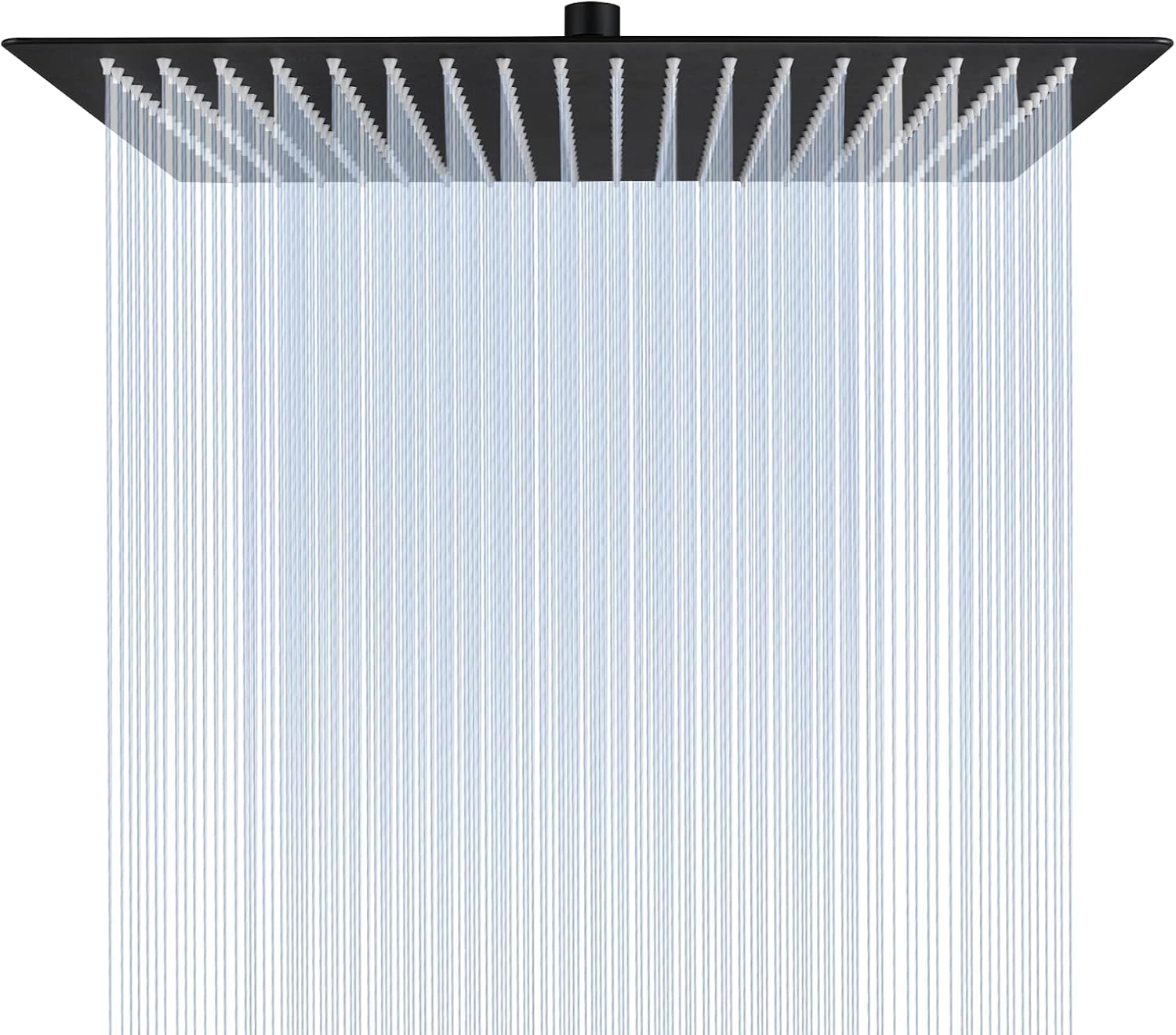 16 Inch Square Rain Shower Head, 304 Stainless Steel, Ultra Thin High Pressure Bathroom Rain Shower Head (Matte Black) (324 Jet)