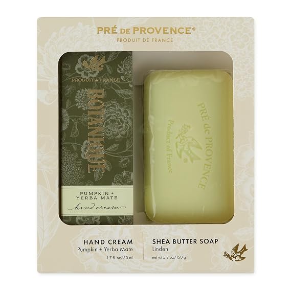 Pre de Provence Botanique 50ml Hand Cream/150g Heritage Soap Bar Gift Set, Pumpkin & Yerba Mate + Linden