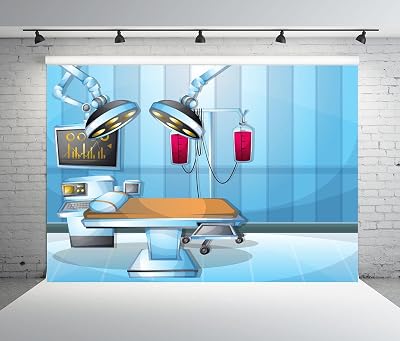 BELECO 8x6ft Fabric Surgery Operating Room Backdrop Kids Cartoon Hospital Medical Equipement Photography Background Nursing School Doctor Nurses Theme Party Decorations Banner Studio Photo Props