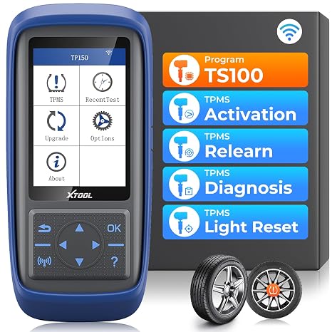 XTOOL TP150 TPMS Programming Tool, Universal TPMS Relearn/Reset/Activate Tool(315/433MHz), Tire Sensor Programmer for XTOOL TS100 Only, Tire Pressure Monitoring System Diagnostic Tool