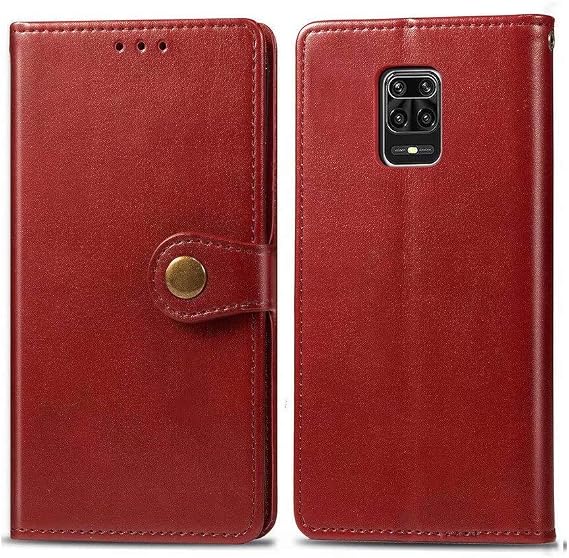 Xiaomi Redmi Note 9S ケース, FlipBird 保護フォリオPUレザーウォレット電話シェルカバー、クレジットカードスロット、現金ポケット、スタンドホルダー、磁気閉鎖 for Xiaomi Redmi Note 9S Red