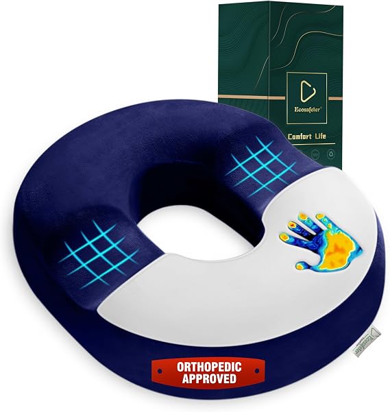 Donut Cushion Ergonomic Coccyx Support Hemorrhoid Cushion | Memory Foam Doughnut Seat Cushion for Tailbone Pain Relief for Wheelchair, Office Chair, Car, Sciatica, Postpartum