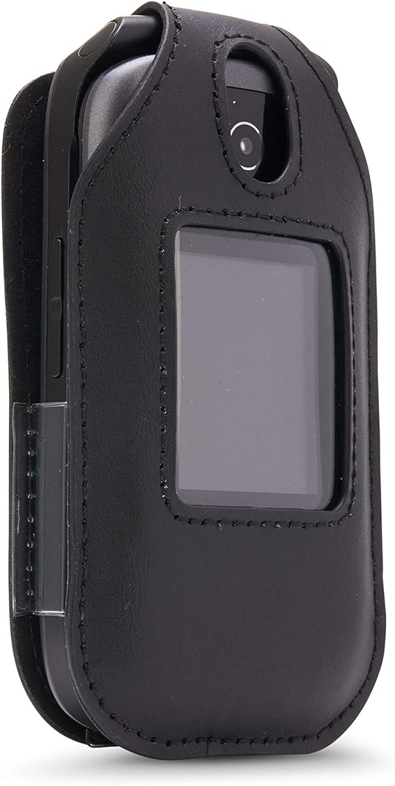 BELTRON Leather Fitted Case for Consumer Cellular Link Z2332, Link II Z2335 Flip Phone - Features: Rotating Belt Clip, Screen & Keypad Protection & Secure Fit