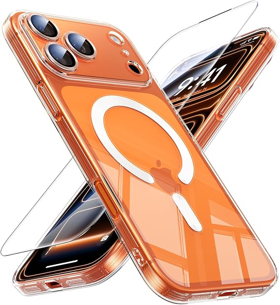 JUESHITUO for iPhone 17 Pro Max Case for Magsafe [Full Lens Protection with Built-in Camera Film] Anti-Yellowing,Military Grade Drop Protection, Thin Slim Cover for iPhone 17 Pro Max Cover(Clear)