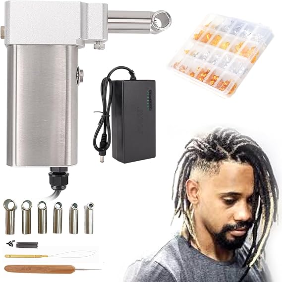 Electric Instant Dreadlocks Machine(6 Replacement Holes), Portable Hair Extension Braiding Machine, Dreadlock Crochet Tool, Includes Hair Accessories for Stylish Dreadlocks