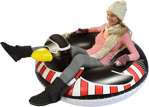 GoFloats Winter Snow Tubes - Choose from Unicorn, Disney's Frozen, Ice Dragon, Polar Bear, Penguin, Flamingo - Inflatable Sled for Kids and Adults