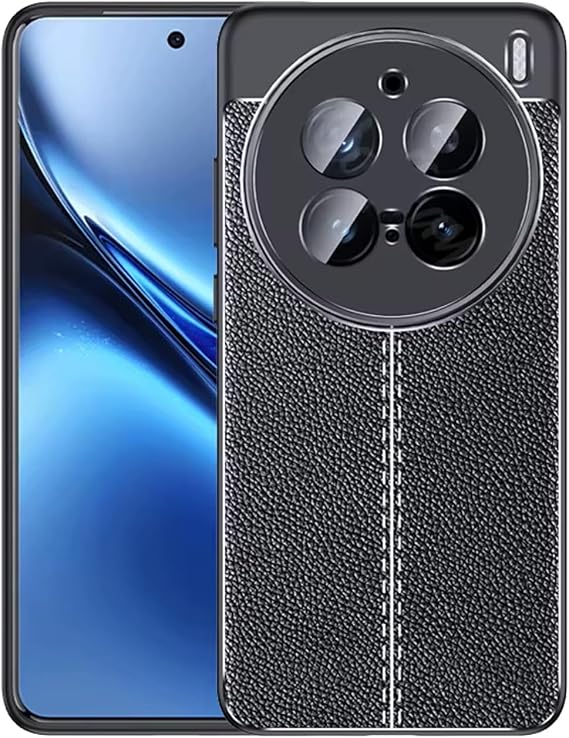 Microcase Vivo X200 Pro ile Uyumlu Leather Serisi Deri Efekt Silikon Kılıf - Siyah Al3337