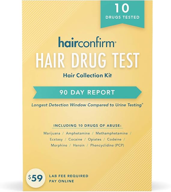 HairConfirm 10 Panel Hair Drug Test Collection Kit Only, 90 Day Detection Additional Lab Fee Required (10 Drugs Tested)
