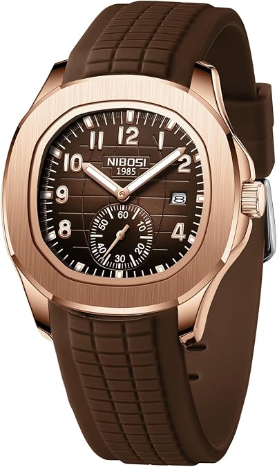 NIBOSI Men's Analog Watch, Black Silicone Strap, Date Display | Unique Designer, Waterproof Fashion Casual Sports Classic Dress Quartz Wrist Watches for Men