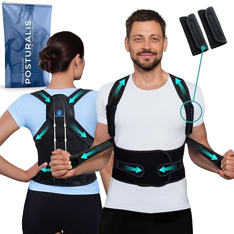 Posture Corrector Back for Men and Women - Back Straightener & Back Support Belt Adjustable Back Strap for Straight Posture Includes 2 Shoulder Pads