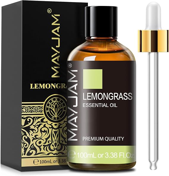 MAYJAM Lemongrass Essential Oil for Diffuser Soap Candle Making, 3.38FL.OZ | Long Lasting Scents Aromatherapy Oils, Lemongrass Oil for Skin, Ideal for Home Office Yoga Outdoor Use