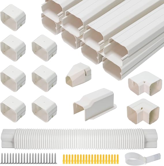 3" 13.5Ft Mini Split Line Set Cover, PVC Air Conditioner Line Set Cover Kit