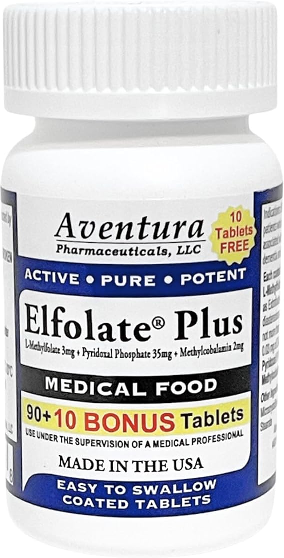Plus 3mg Bonus Pack 100 Tablets L-Methylfolate Methyl Folate Methylfolate Medical Food Supplement Professional Strength Active Pure Potent