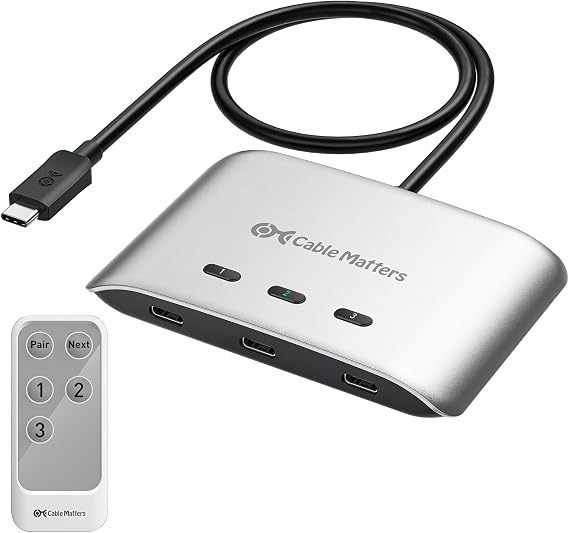 Cable Matters 20Gbps USB C KVM Switch, 3-in-1-Out, 140W PD Charging