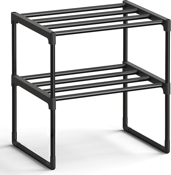 SONGMICS Shoe Rack, 2-Tier Shoe Organizer, Metal Storage Shelf