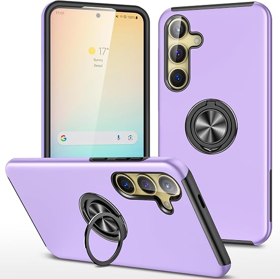 Dionsibei Galaxy S25 Case for Samsung Galaxy S25 Case Military Grade Shockproof Built-in Ring Holder Kickstand Car Mount Armor Heavy Duty Protective Case for Galaxy S25 Phone Case (Purple)