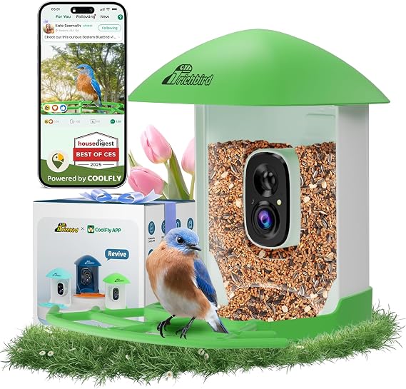 Smart Bird Feeder with Camera, Green