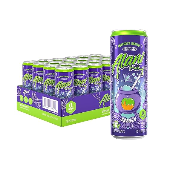Alani Witch's Brew Energy Drink, Sugar Free, Low Calorie Energy Drinks, 12 Fl Oz Cans, 12 Pack