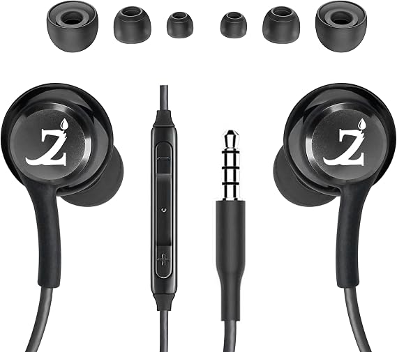 ZAMZAM PRO 3.5mm(1/8inch) Regular Plug Stereo Headphones with Hands-Free Built-in Microphone Buttons + Crisp Digital Titanium Clear Audio