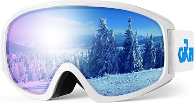 Ski Goggles, OTG-Over Glasses SkiSnowboard Goggles for Men, Women & Youth,Anti Fog UV Protection Snow Goggles Blue