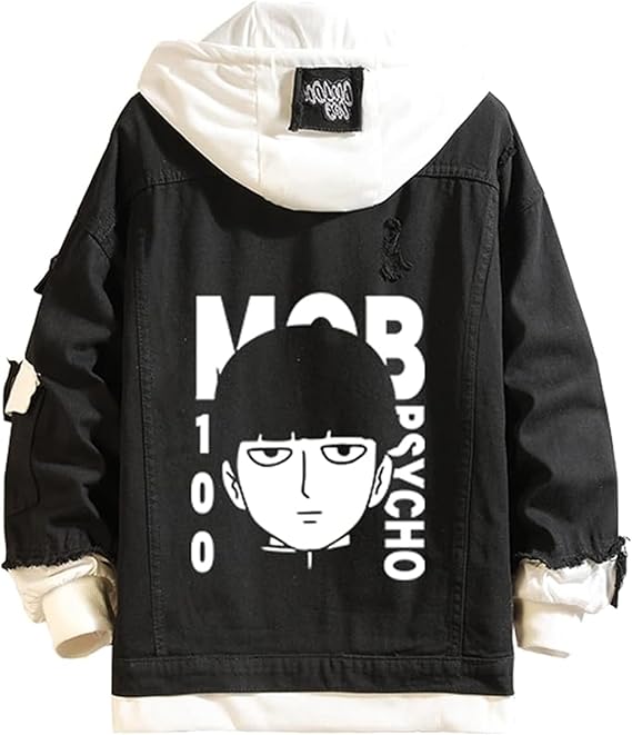 ISaikoy Anime Mob Psycho 100 Denim Jacket Shigeo Kageyama Sweatshirt Hoodie Sweater Pullovers Fleeces Costume