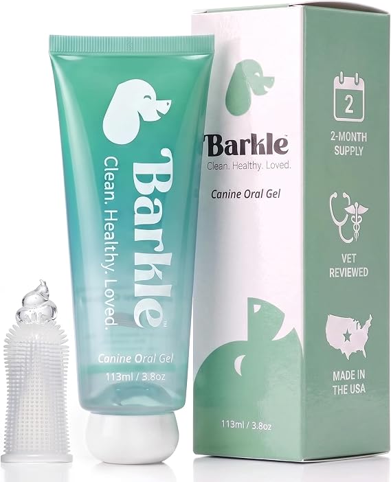 Barkle No-Brush Dog Teeth Cleaning Gel, Vet-Reviewed Mint Dental Care Kit