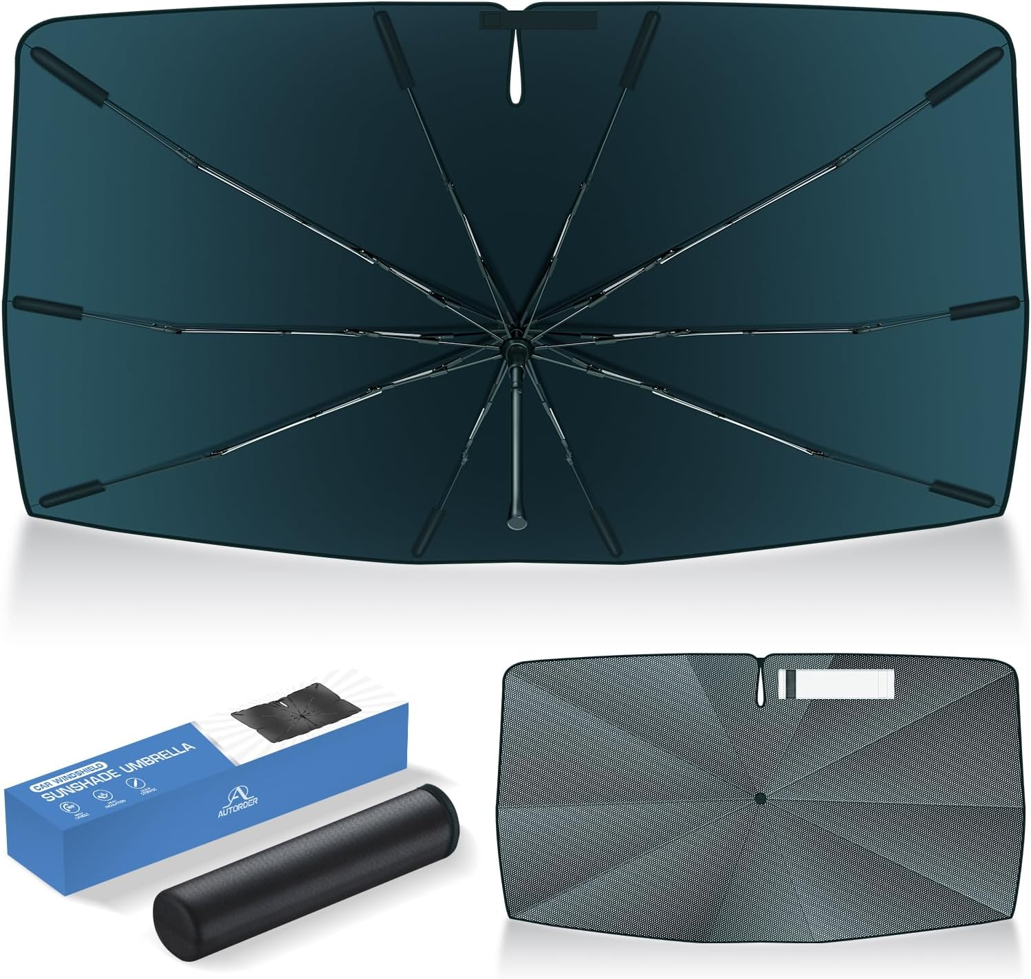 Autorder Windshield Sun Shade Umbrella for 2021-2025 Chevy Chevrolet Suburban Accessories,Upgraded Ice Crystal Material,Easy Setup Umbrella Sunshade for Car Windshield,100% Sun Blocking