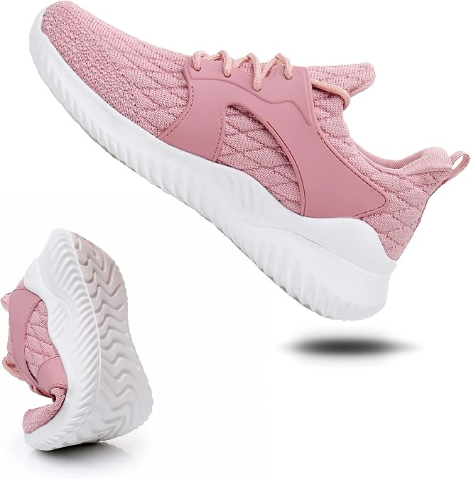 BOGOVER Womens Lightweight Air Running Shoes, Breathable Gym Jogging Running Tennis Sneakers with Air Cushion,No Tie