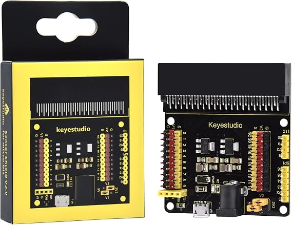 KEYESTUDIO BBC Micro:bit Expansion Board Breakout Adapter Shield for BBC Micro bit Starter Kit Compatible with Microbit V2, V1 Controller Board(Without Microbit)