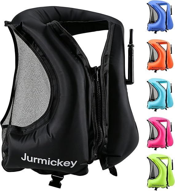 Snorkel Vest for Adults, Inflatable Snorkeling Vest for Men & Women, Portable Swim Jacket & Buoyancy Vest for Snorkeling, Swimming, Kayaking, Boating