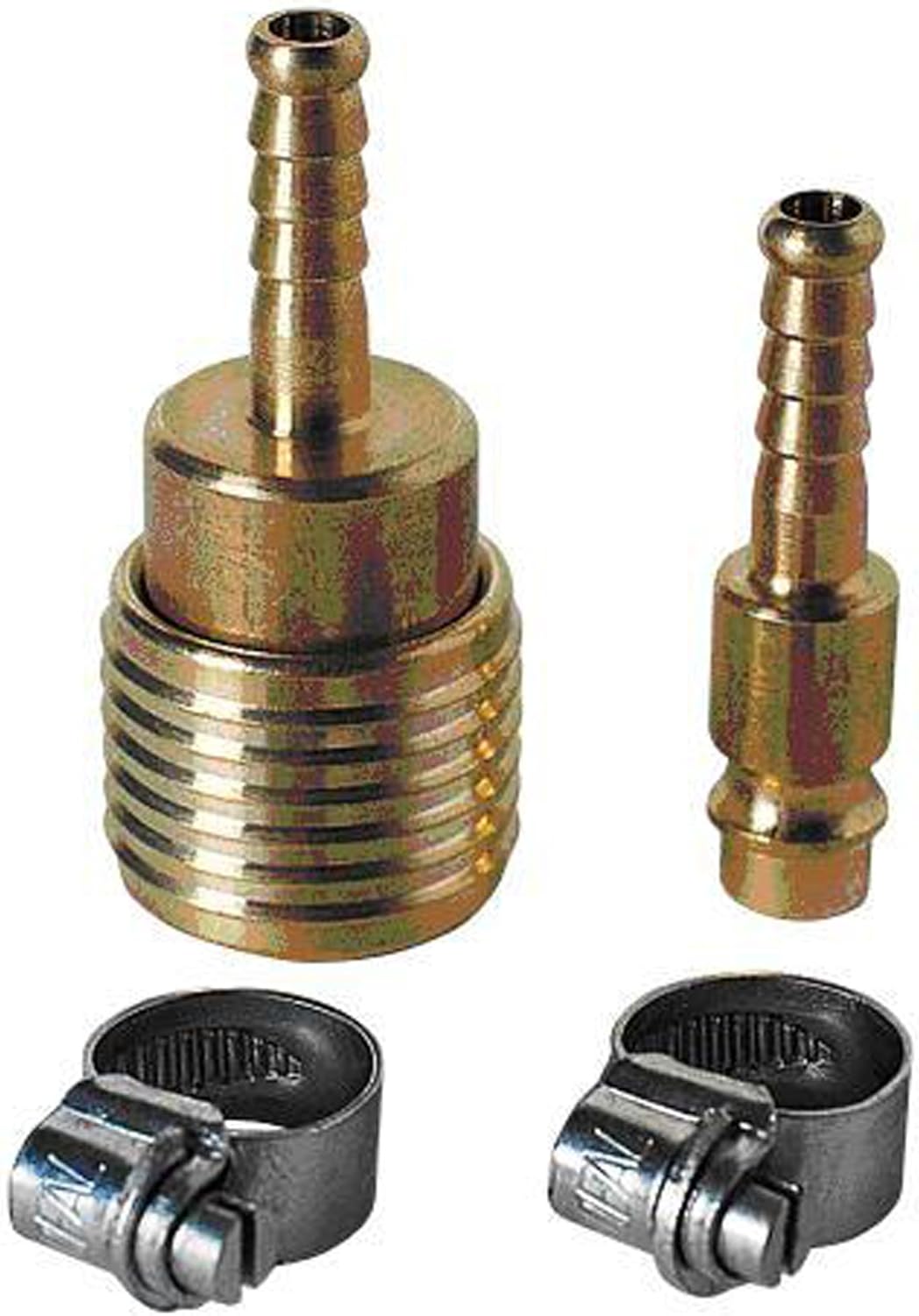 Original Einhell Hose Fitting Set, 4 pieces 6 mm including Compressor Accessory, 4-piece set, 1x one-handed quick fitting, 2x hose clamp - 4139500