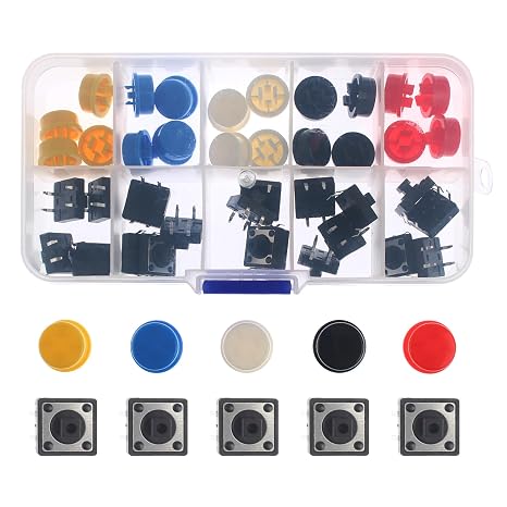 25 Pack Micro Momentary Tactile Push Button with Cap