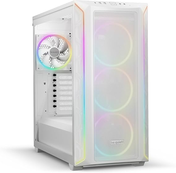 be quiet! Shadow Base 800 FX - ARGB - 4 Light Wings 140mm PWM Fans - Mid-Tower PC Gaming Case - 420mm radiators or E-ATX motherboards Support -White - BGW64