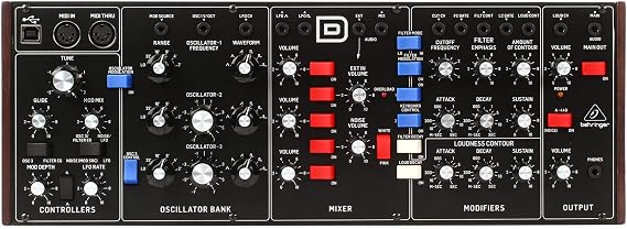 Behringer MODEL D Authentic Analog Synthesizer with 3 VCOs, Ladder Filter, LFO and Eurorack Format