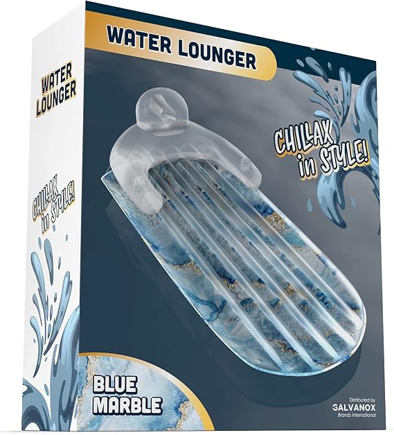 Pool Float for Adults, Galvanox Inflatable Lounge Chair Recliner for Swimming/Tanning - Blue Marble