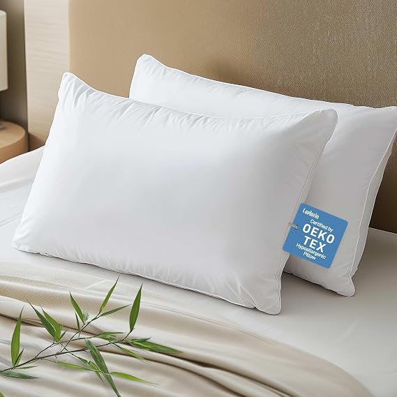 Hypoallergenic Bamboo Viscose Breathable Pillows with Down Alternative Filling, King Size Set of 2, Fluffy Luxury Hotel Quality, Machine Washable, Oeko-Tex Certified