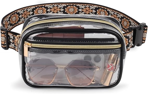 Clear Fanny Pack Stadium Approved,Bunnychill Clear Belt Bag Cross Body Bag for Women Men Transparent Waist Bag Crossbody Purse with Adjustable Belt for Sports, Beach, Events, Concerts, Festivals
