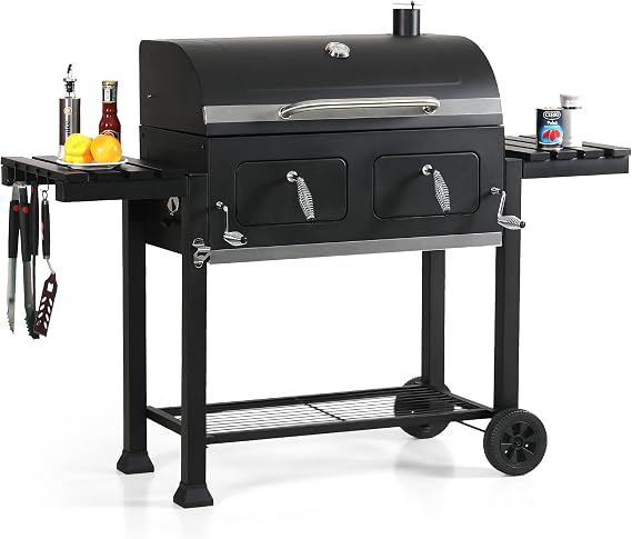 Captiva Designs Charcoal Grills Extra Large Barbecue Grill Heavy Duty | 794 SQ.IN Oversize Cooking Area, Outdoor BBQ Cooking Grill with 2 Individual Lifting Charcoal Trays and Foldable Side Tables