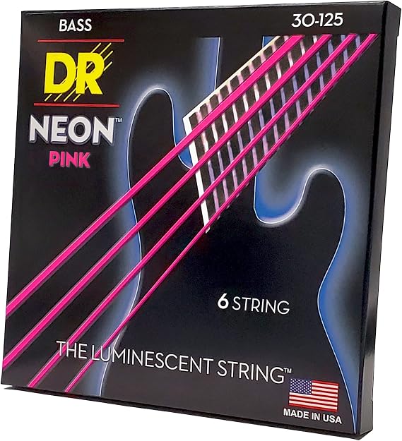 DR Strings Hi-Def NEON Electric Bass Guitar Strings - .030-.125 Medium, Pink