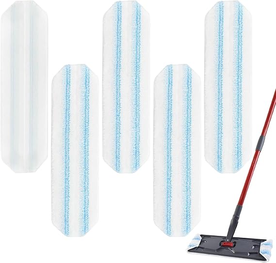 5 pcs Replacement Mop Pads for Vileda H2PrO Spin Mop System,Microfibre Washable Reusable Flat Mop,Washable and Reusable Mopping Head Refills, Safe on Hard Floors