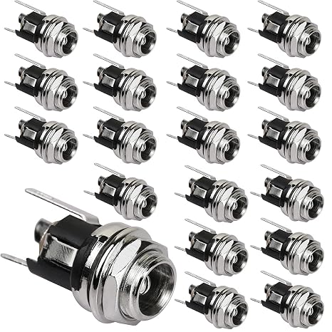2.5mm DC Power Jack Socket, Panel Mount DC Power Jack Socket Female Panel Mounting Connector 20Pcs