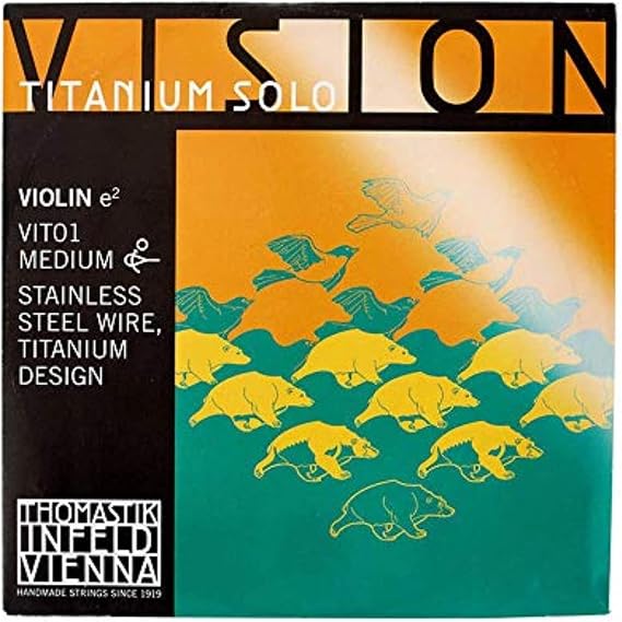 Thomastik Vision Titanium Solo Single String for 4/4 Violin E String Chrome Steel Medium Removable Ball