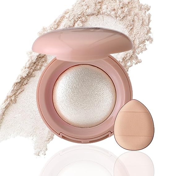 Baked Highlighter Powder Palette,Buildable Lightweight Shimmer Makeup 01#