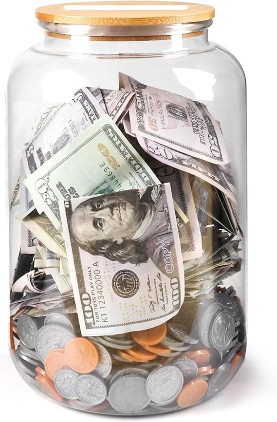Large Piggy Bank 3.2 L Transparent for Money Coins Money Box Large Plastic Transparent Large Coins Money Boxes Piggy Coin Money Saving Bank Jar Box
