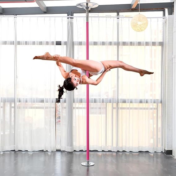 Removable Steel Pole Dancing Pole 45mm - Spinning & Static Dance Pole for Home Fitness, Portable for Bedroom & Studio, Adjustable 2.42-2.82m, Easy Install