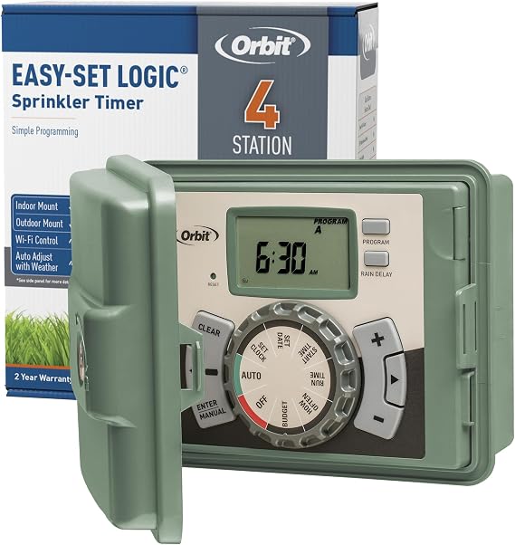 Orbit 4-Station Indoor/Outdoor Swing Panel Sprinkler Timer - 57984
